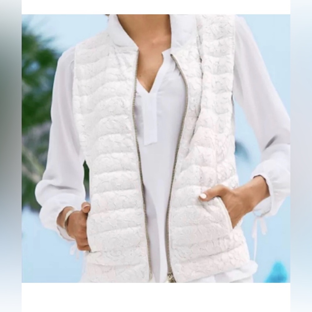 Lilly Pulitzer Ivory Lace Quilted Vest